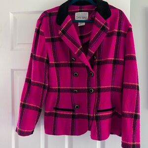 Dani Max Women's Vibrant Pink Plaid Blazer